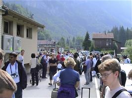 A change of plan at Zweilütschinen station as we are told to board a bus service to Lauterbrunnen to get around a broken-down train